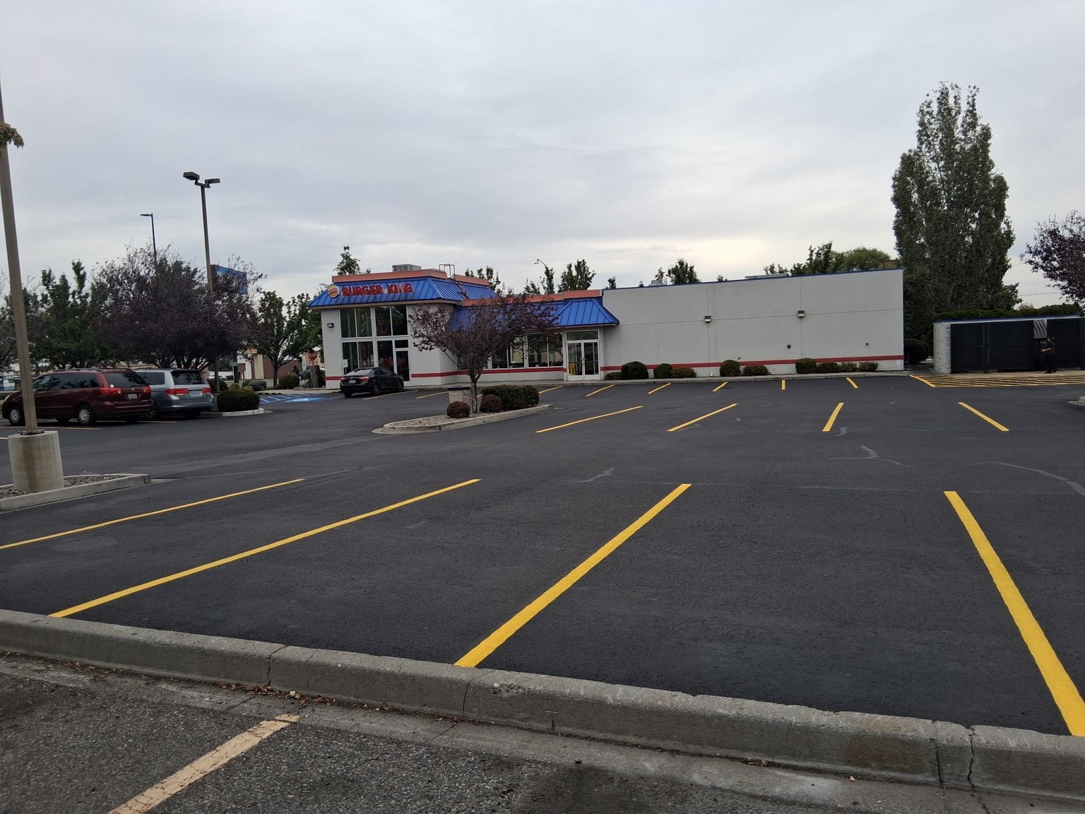 Jason’s commercial parking lot project with yellow parking markings